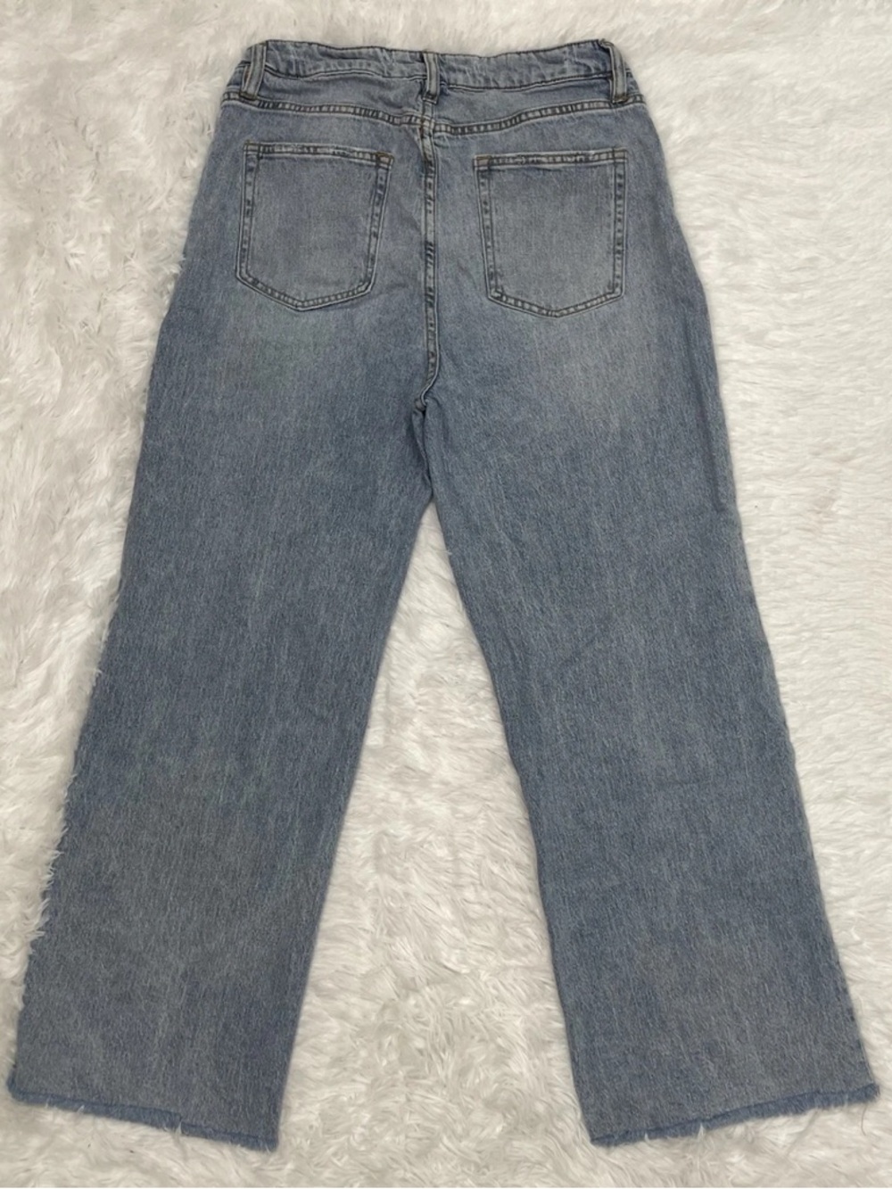 Oliver Logan Aberdeen Wide Leg Crop Jeans Womens Size 30 Blue High Rise Raw Hem - Picture 3 of 14